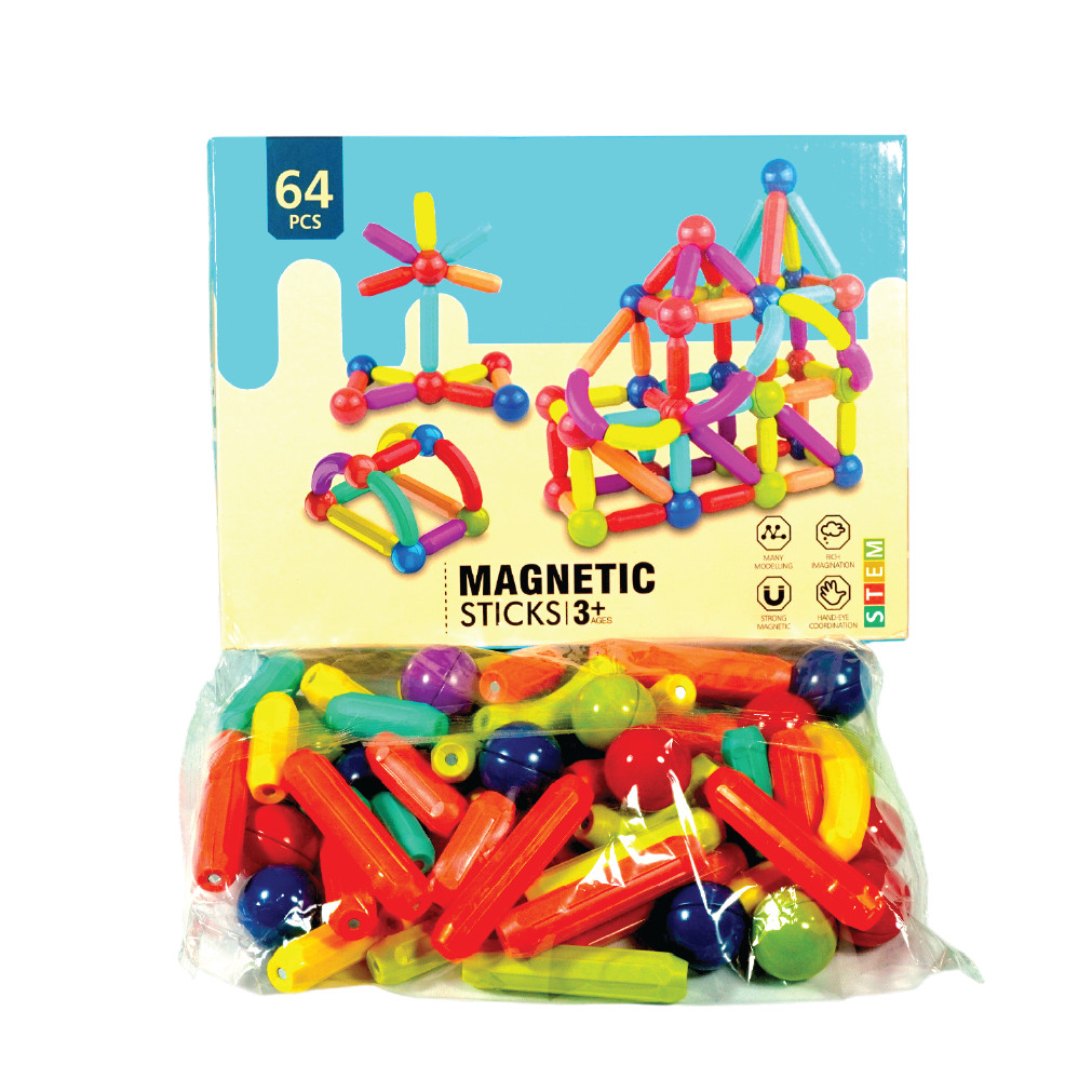 Magnetic Building Sticks Set (64 Pcs)